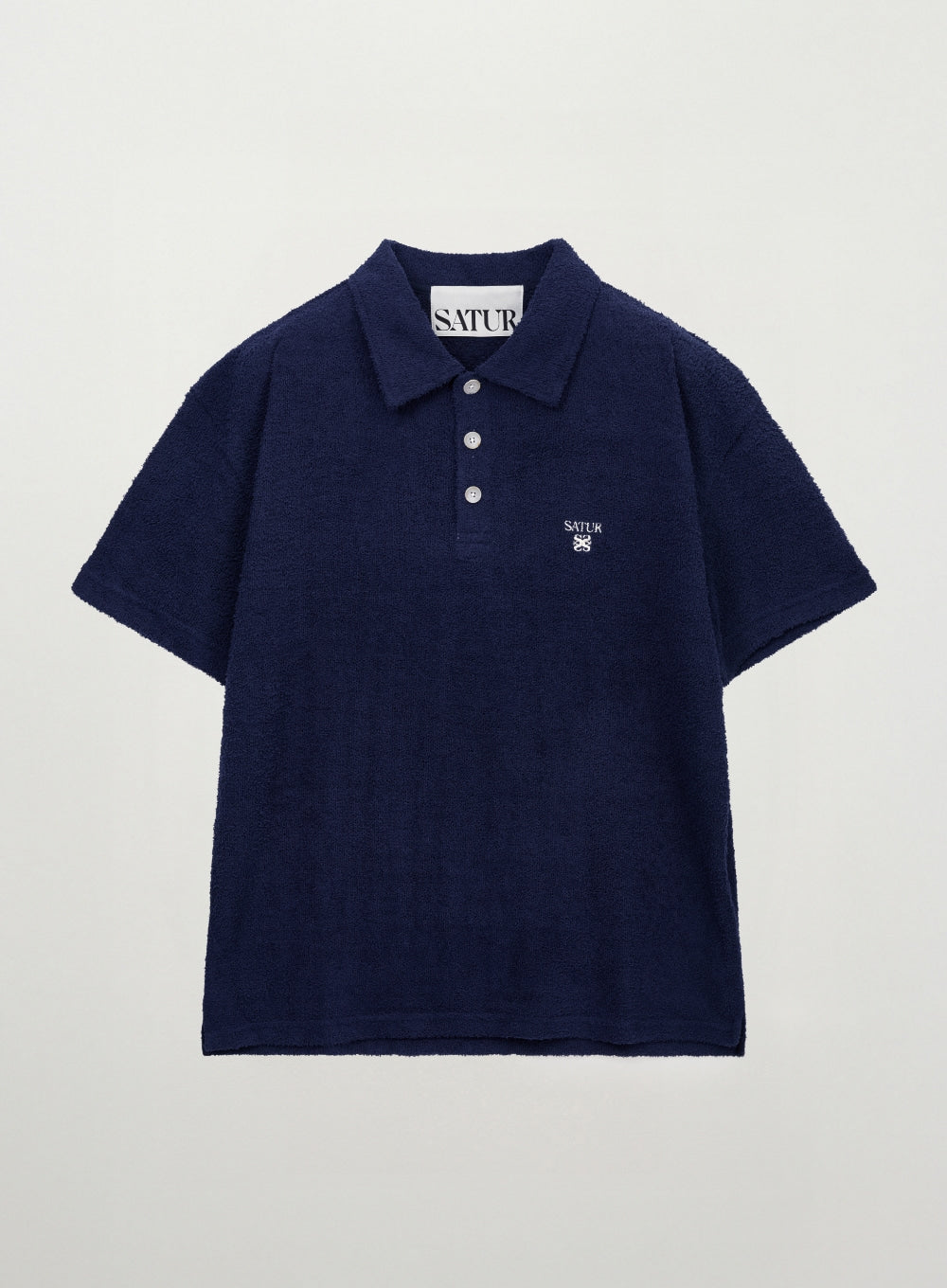 Satur Hairy Collar T-Shirt - Navy
