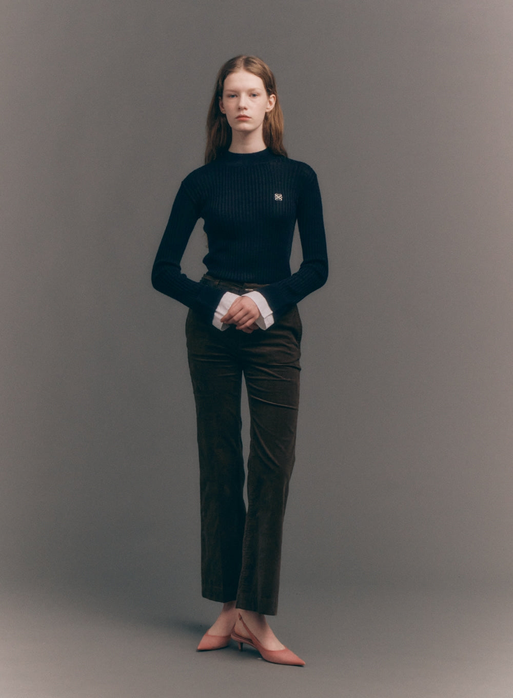 [satur] (W) Cuffs Mock Neck Knit - Black