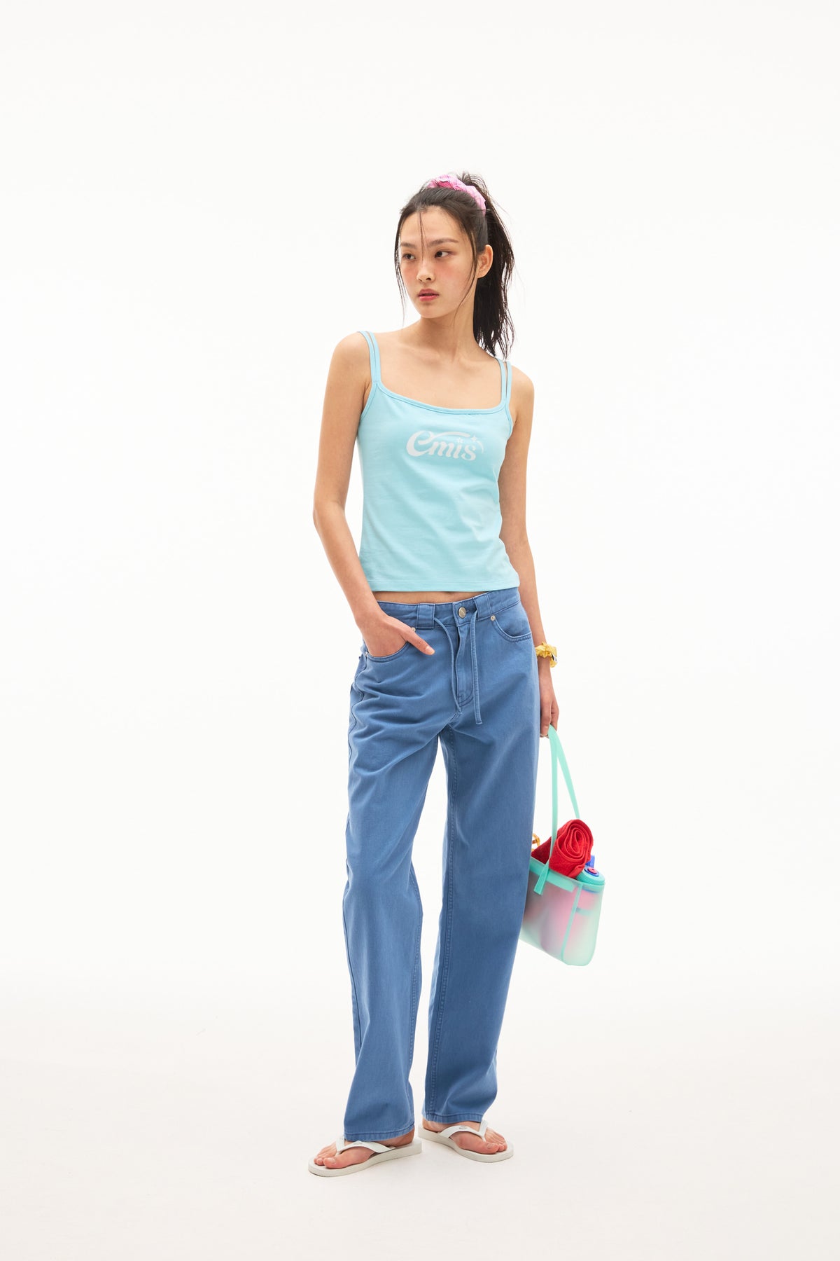 Emis Halo Logo Double Sleeveless Top-Sky Blue