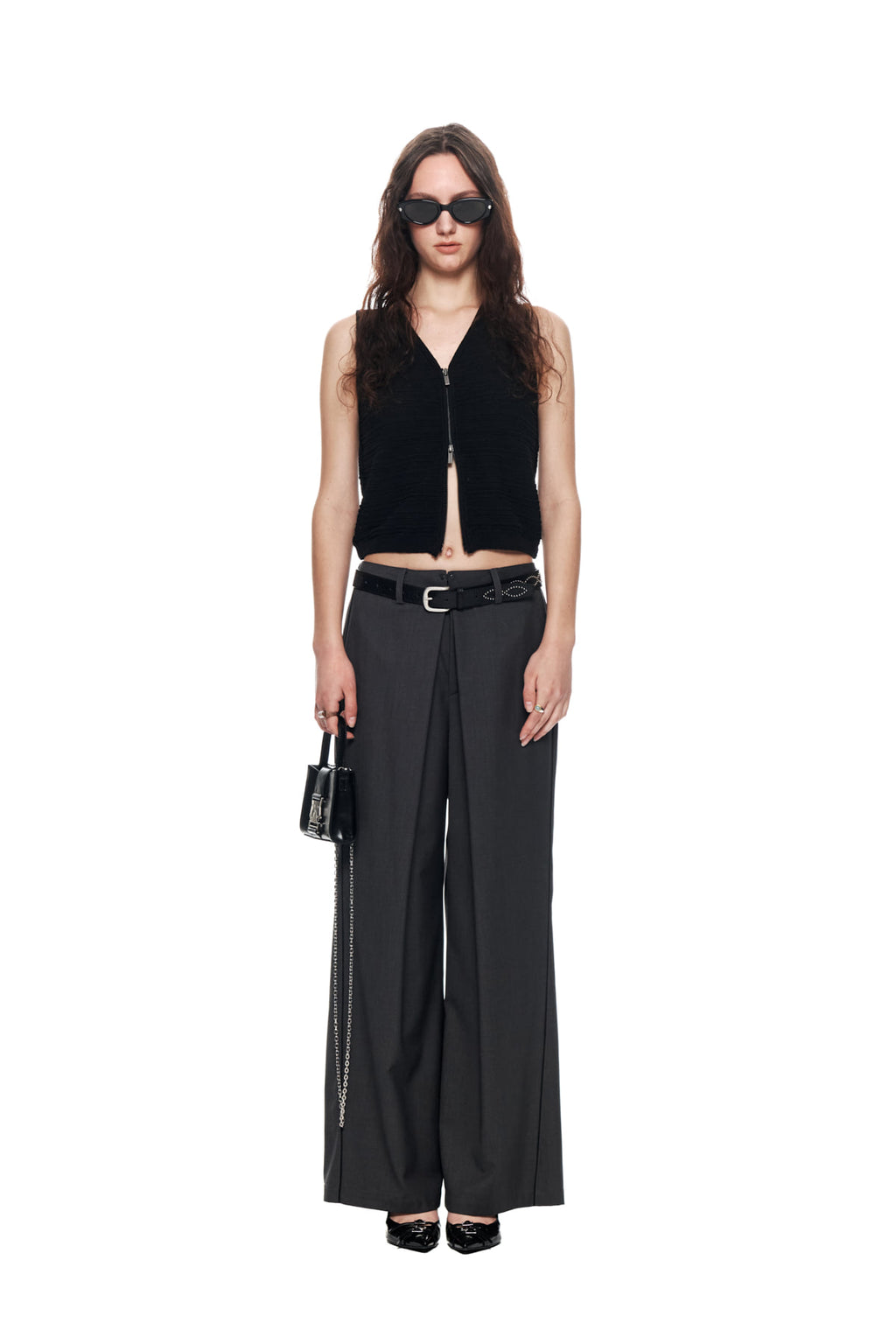 Matinkim Double Waist Hook Trouser IN Charcoal