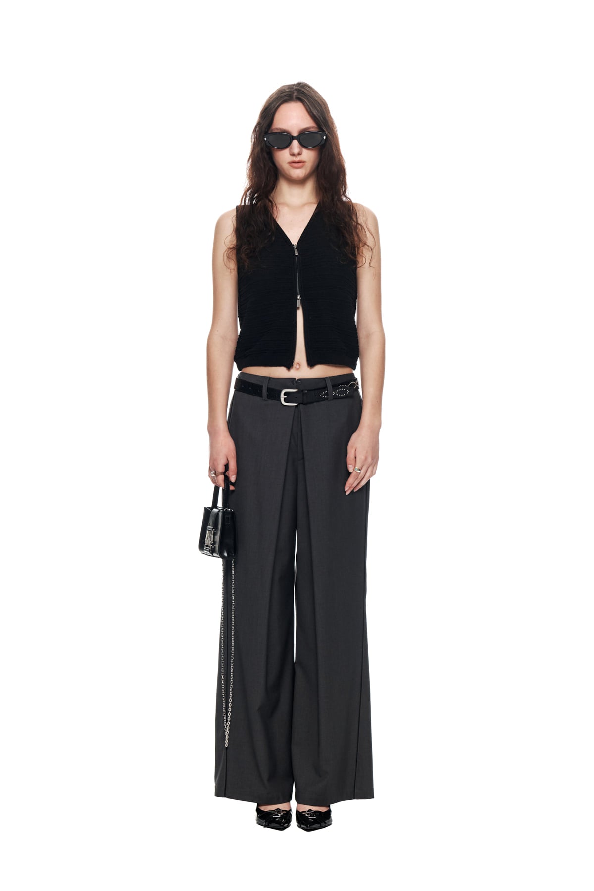 Matinkim Double Waist Hook Trouser IN Charcoal
