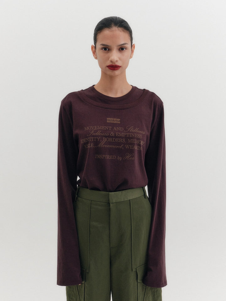 EENK Layered Printed T-shirt - Brown