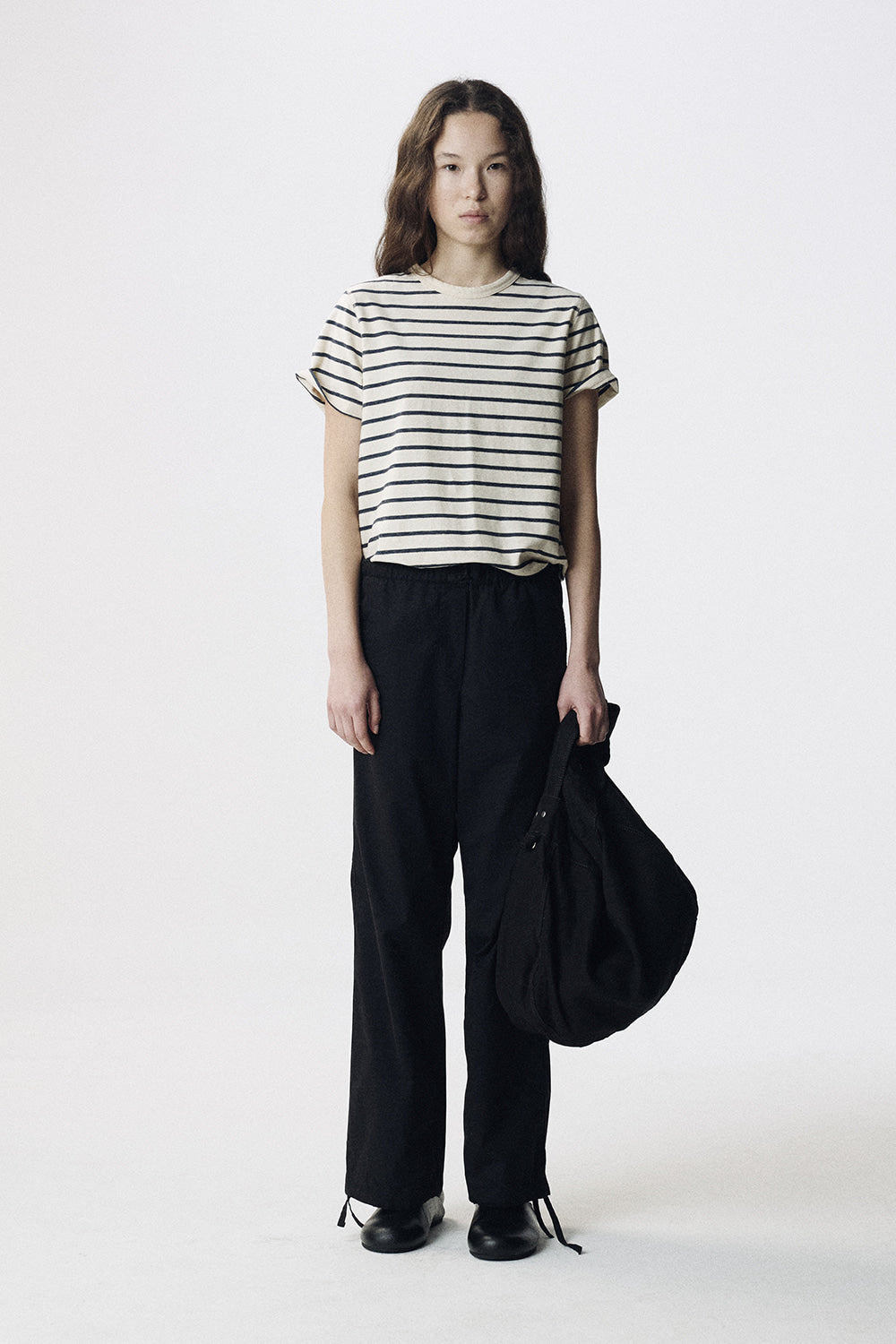 Nothing Written Porte stripe crop t-shirt (Oatmeal)