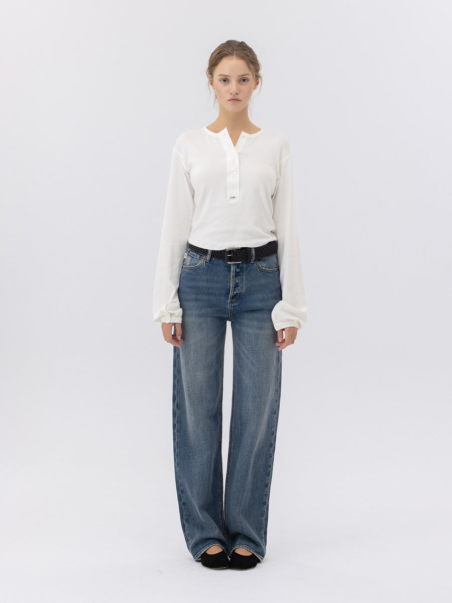 GLOWNY 90s High Rise Wide Leg Jeans (Long) (Ocean Blue)