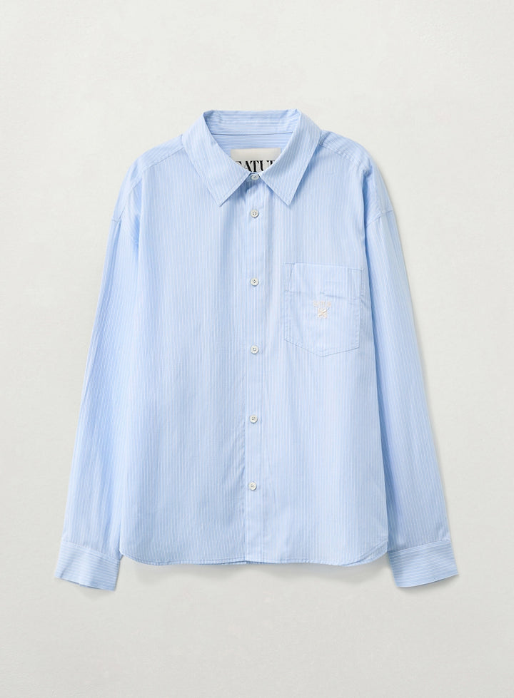 Satur Lettering Stripe Shirt - Blue