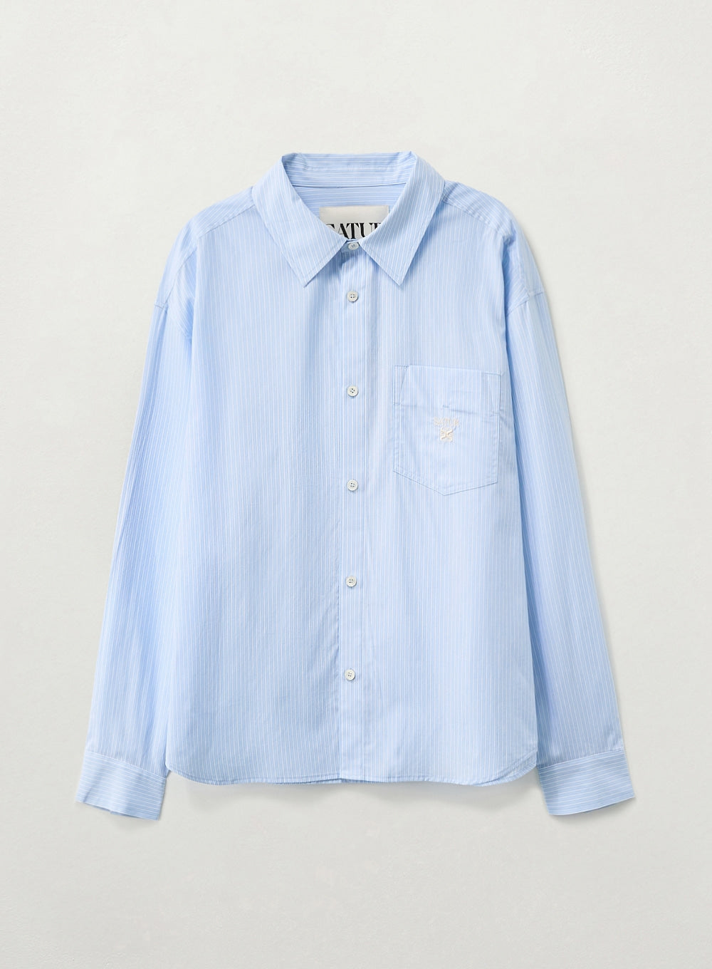 Satur Lettering Stripe Shirt - Blue