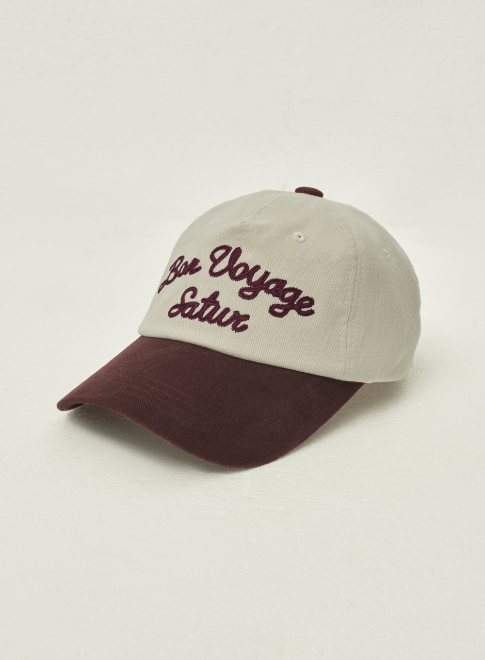 [satur] Bon Voyage Contrast 5 Panel Ball Cap - Burgundy