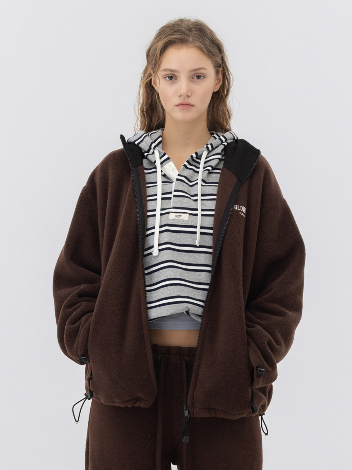 GLOWNY G Fleece Zip Up (Brown)