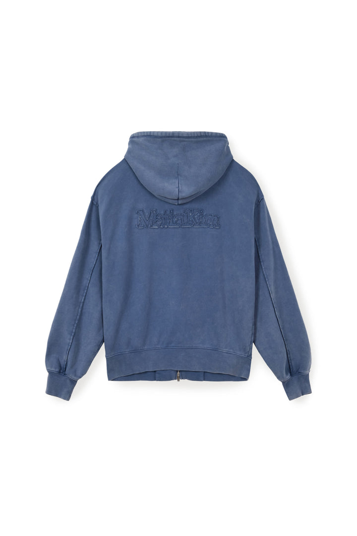 Matinkim Back Logo Washed Hoody Zip UP For Men IN Blue