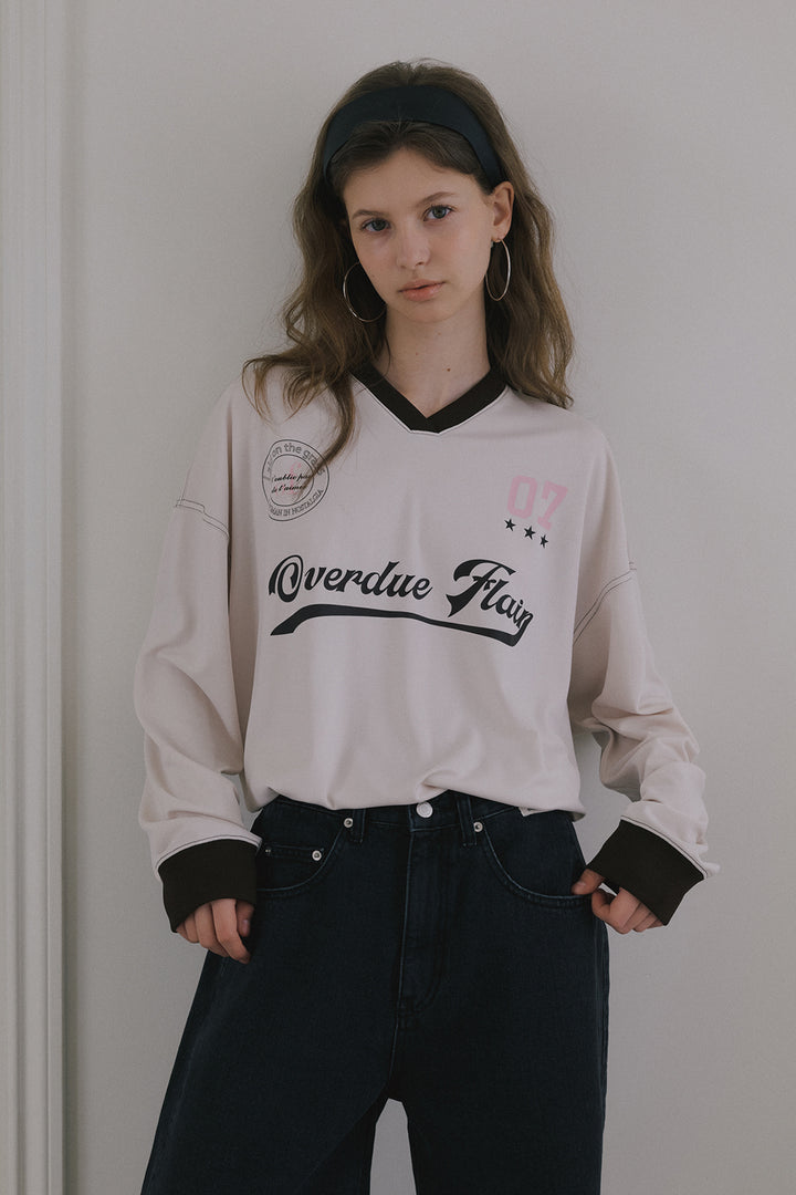 Overdueflair Sporty Track T-Shirt Cream/Brown