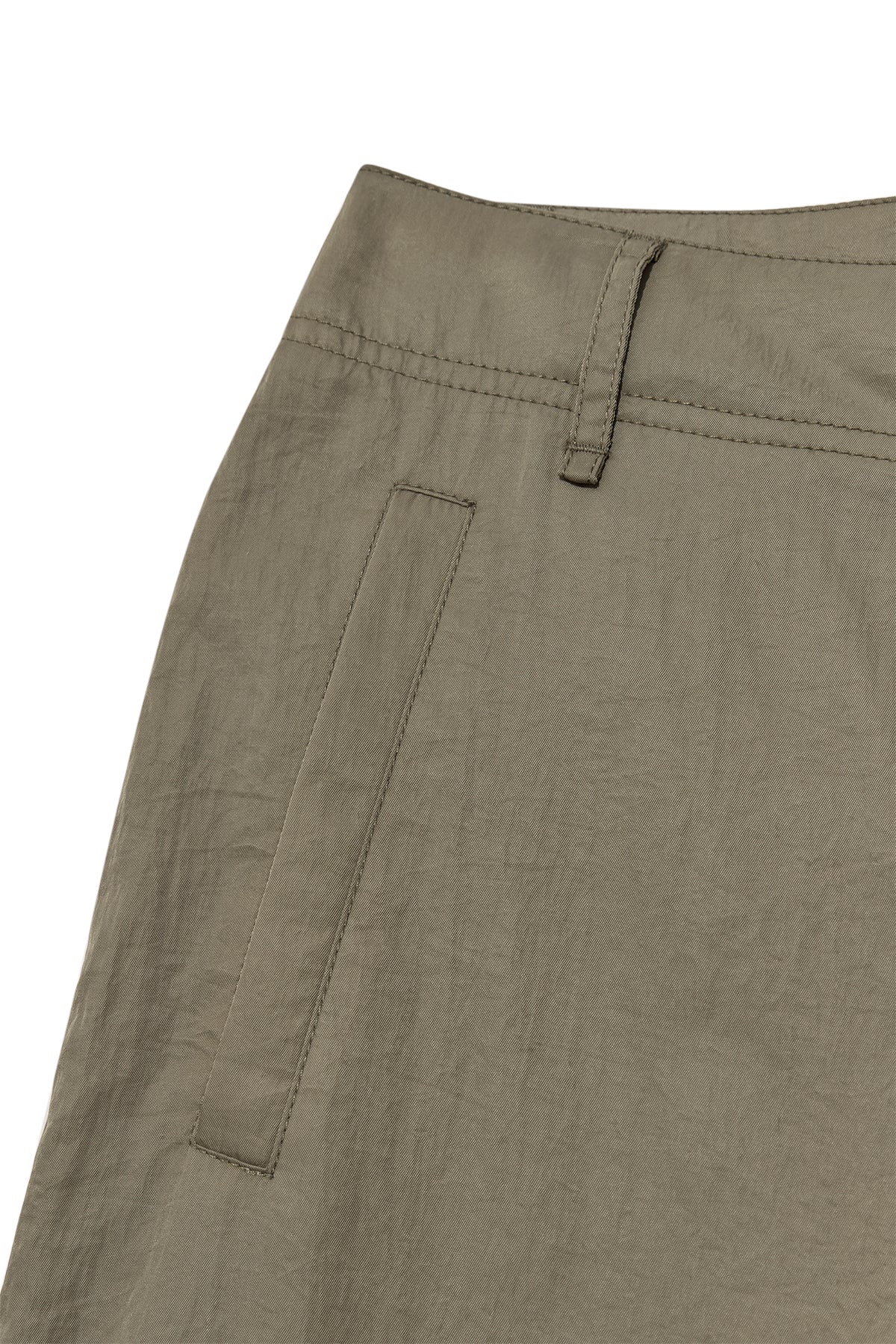 [matinkim] ZIPPER DETAIL NYLON PANTS IN KHAKI