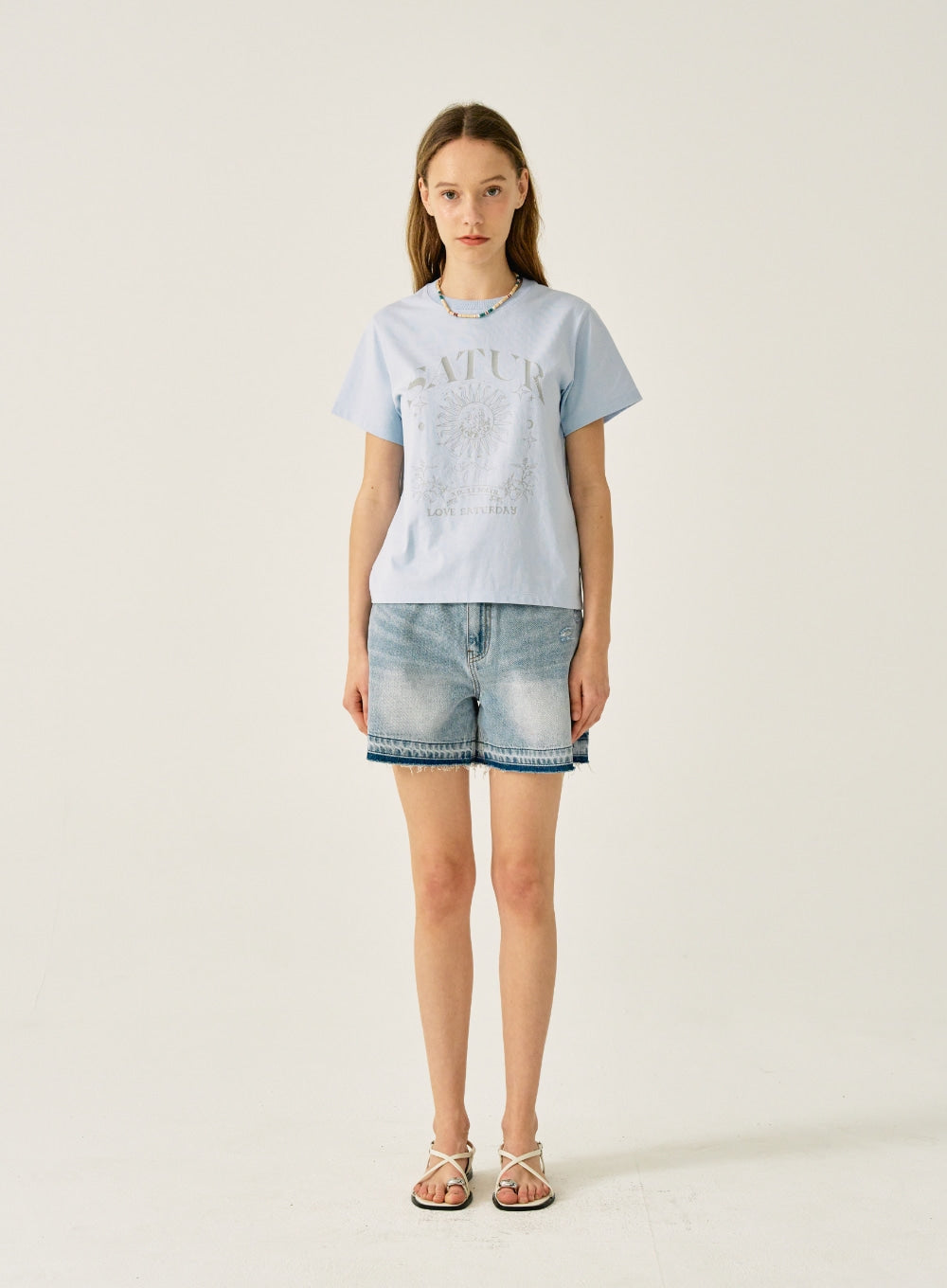 [satur] (W) Tarot Graphic T-Shirt - Light Blue