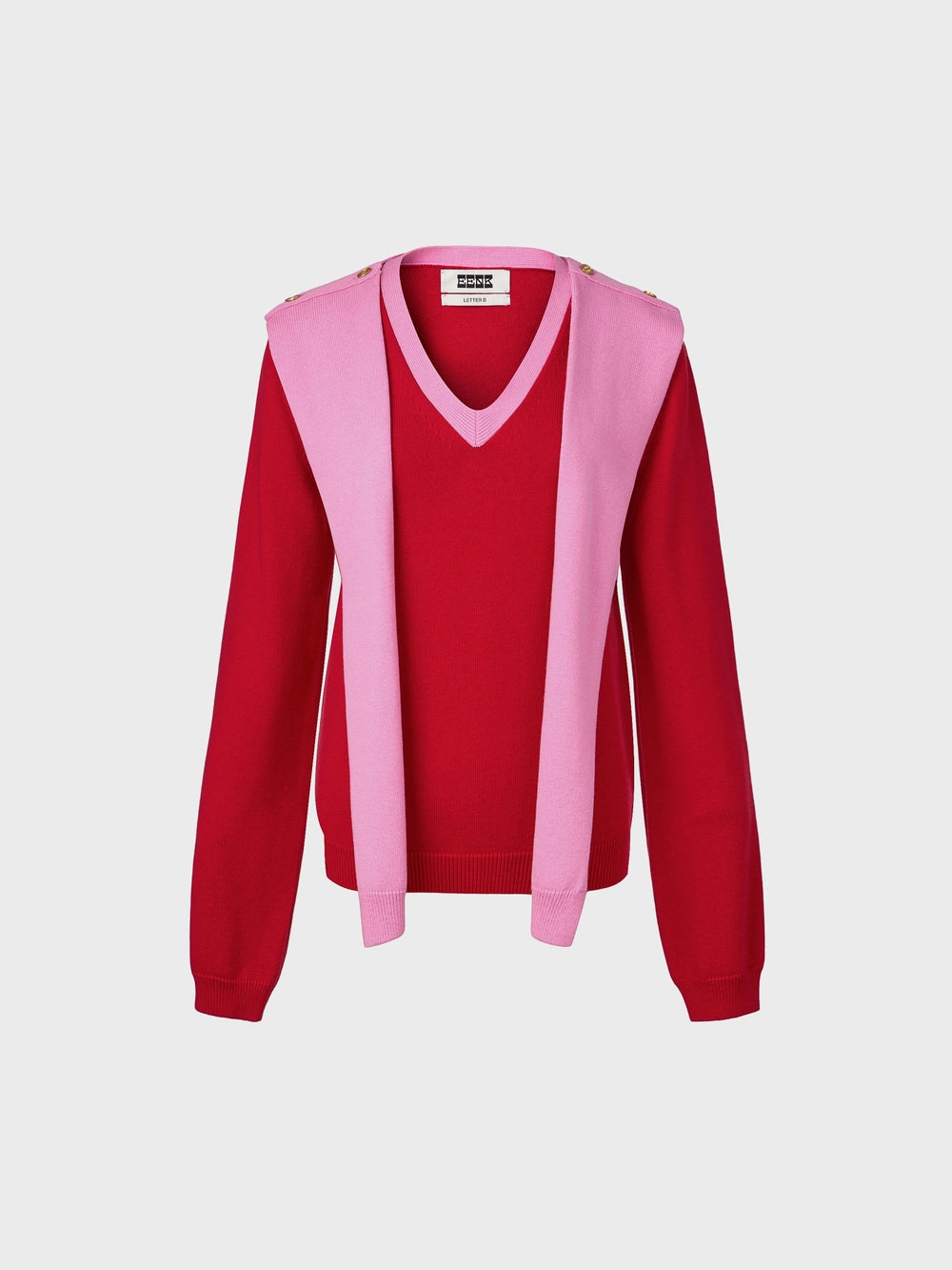 EENK Muffler Layered Knitwear Top - Red