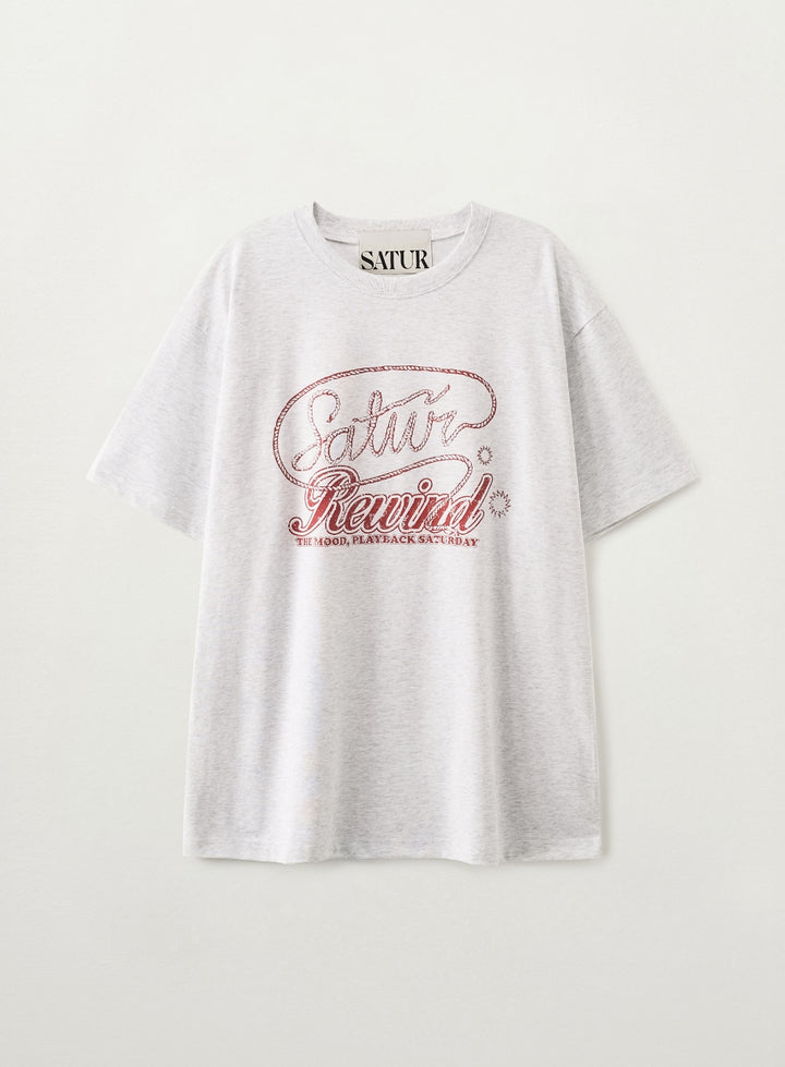 Satur Rewind Graphic T-shirt - Melange White