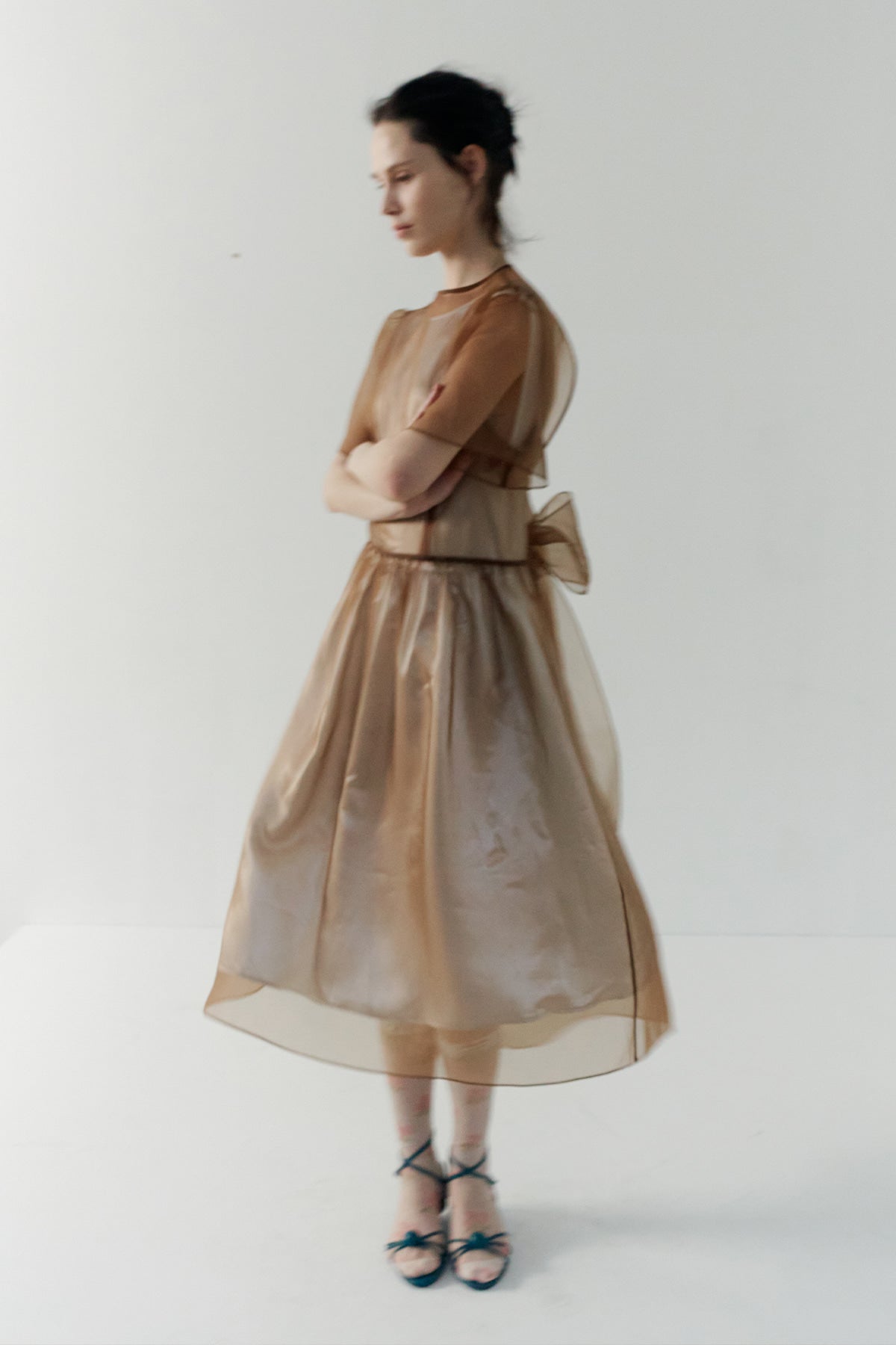 Overdueflair Signature Organza Dress Brown/White