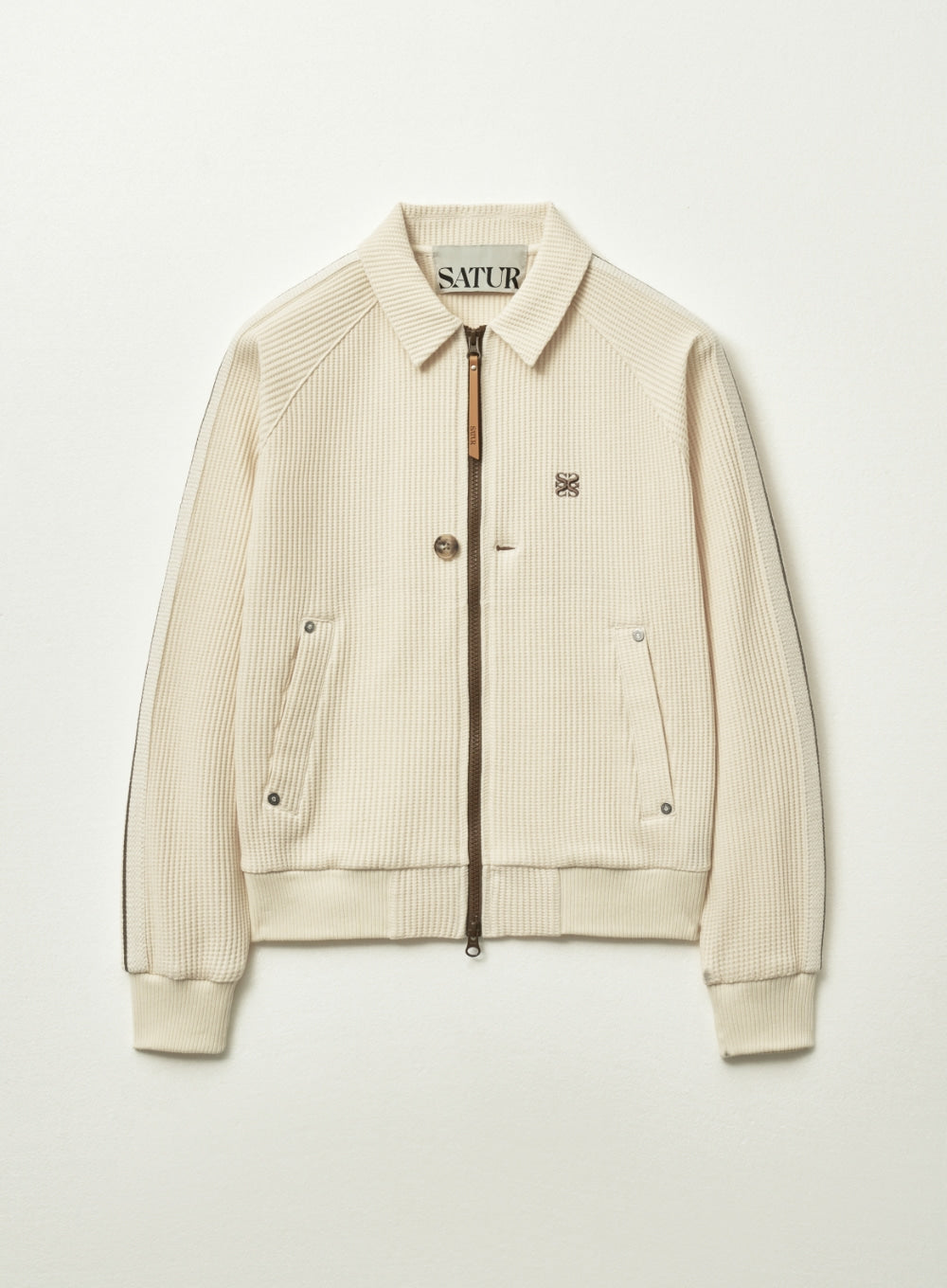 [satur] (W) Lawton Waffle Collar Track Zip-up Jacket - Cream