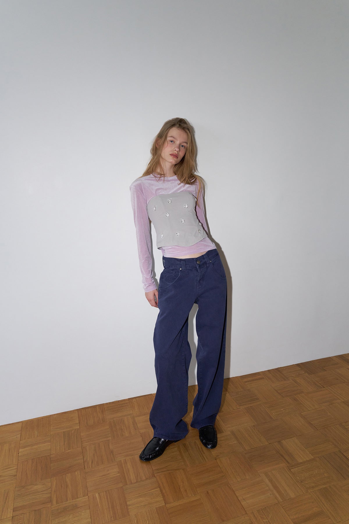 Overdueflair Low-Rise Wide Denim Pants Aqua Marine