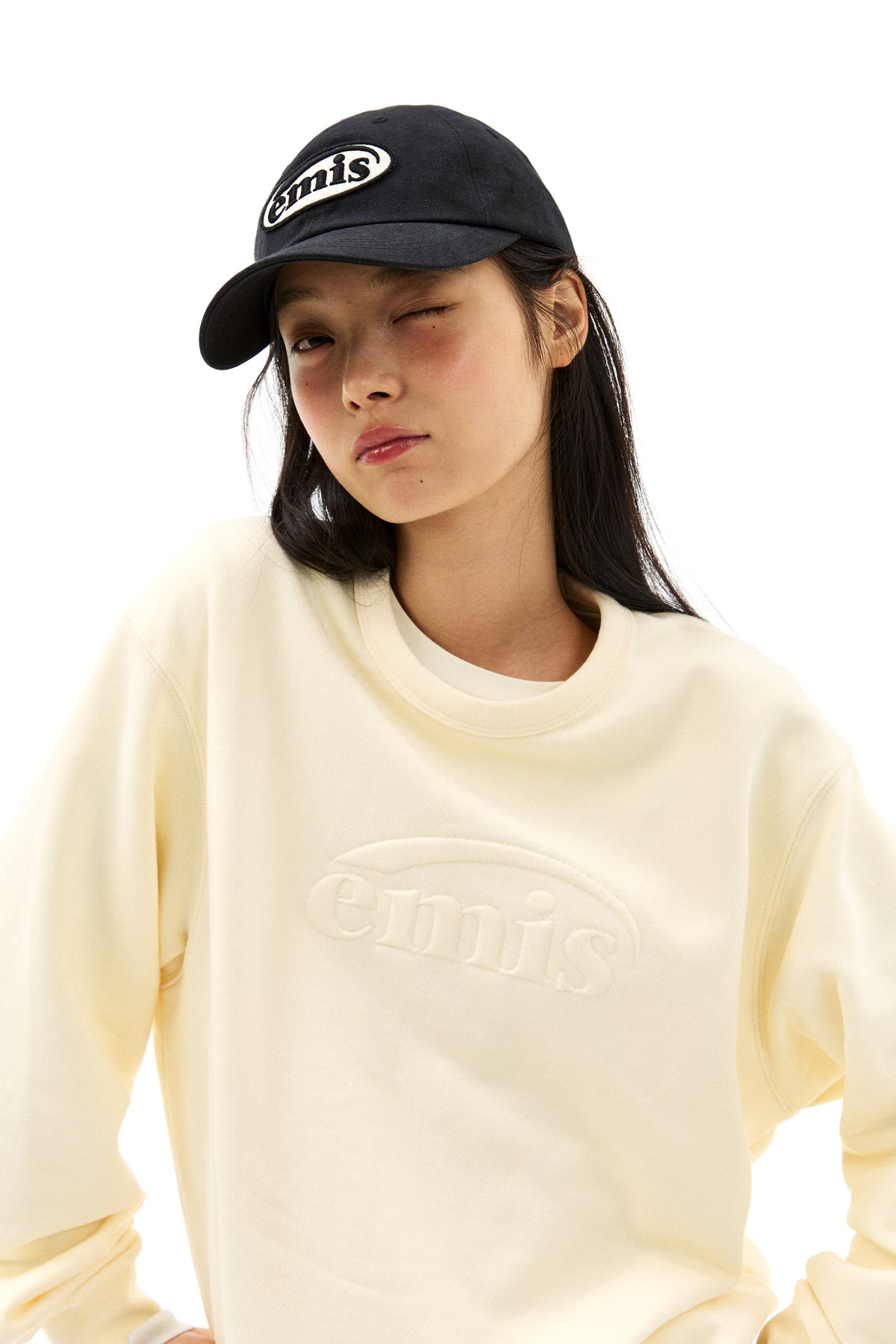 Emis Embossed Logo Sweatshirt-Cream
