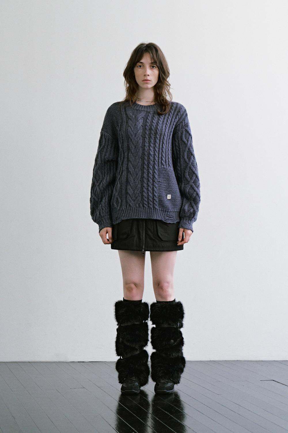 Treemingbird Multi-Texture Knit Pullover Blue