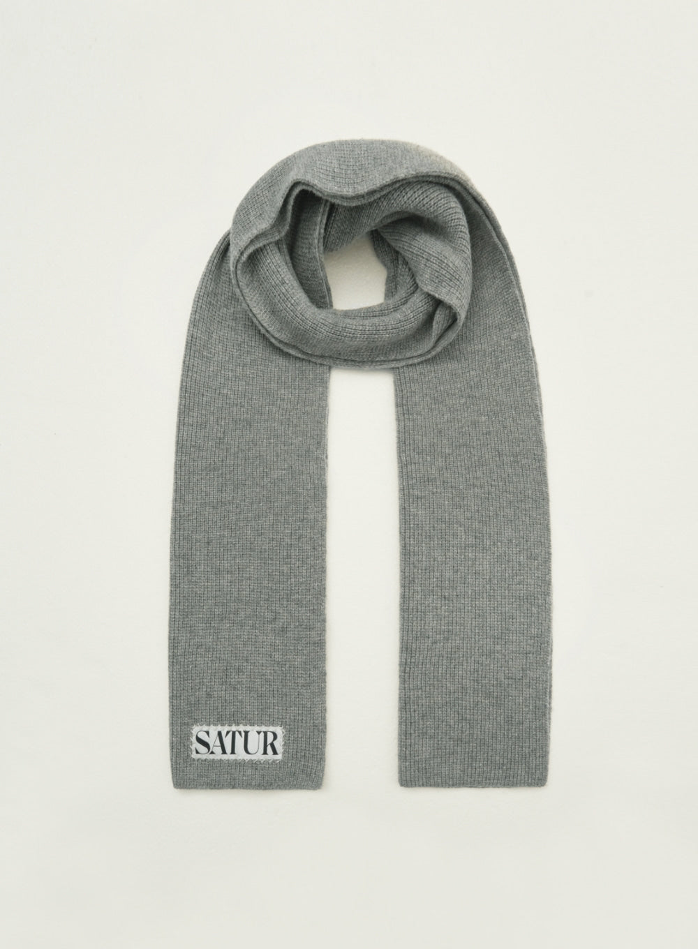 [satur] Wool Blend Knit Muffler - Melange Gray