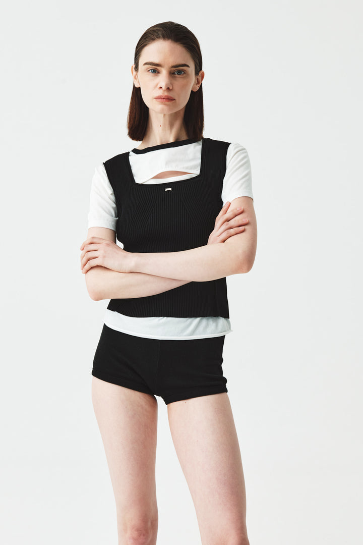 Matinkim Square Neck Sleeveless Knit Top IN Black