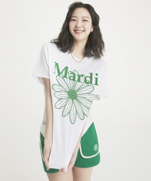 TSHIRT FLOWERMARDI_WHITE GREEN