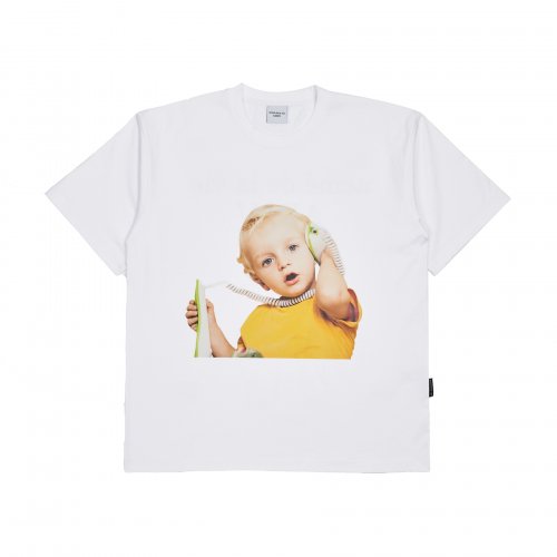 BABY FACE TELEPHONE BABY SHORT SLEEVE T-SHIRT R WHITE