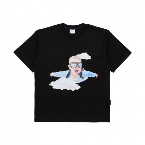 BABY FACE SKYDIVING SHORT SLEEVE T-SHIRT BLACK