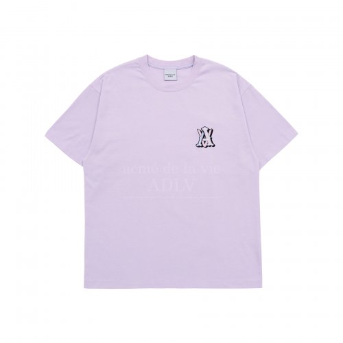 A LOGO MONOGRAM EMBLEM SHORT SLEEVE T-SHIRT LIGHT PURPLE