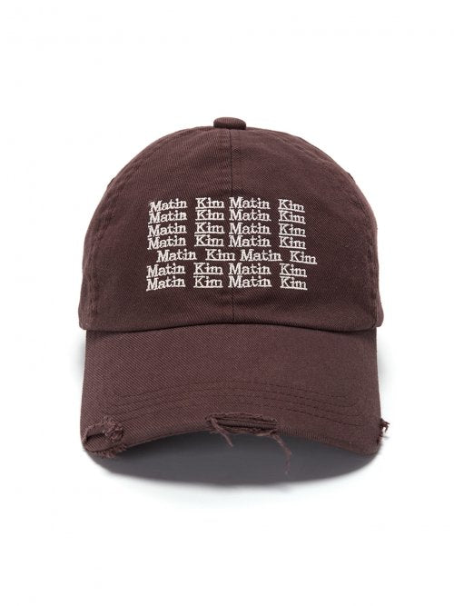 LETTERING WASHED BALL CAP IN BROWN