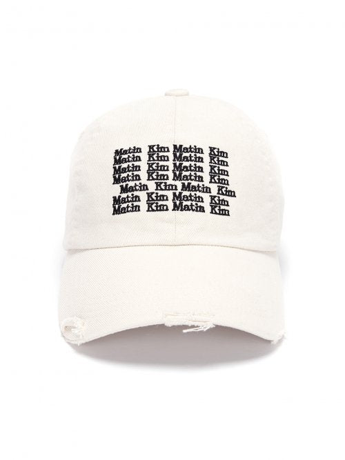 LETTERING WASHED BALL CAP IN IVORY