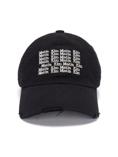 LETTERING WASHED BALL CAP IN BLACK