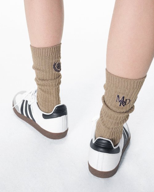 LONG SOCKS MRD LOGO_DARKBEIGE NAVY