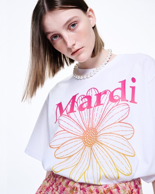 TSHIRT FLOWERMARDI GRADATION_WHITE PINK