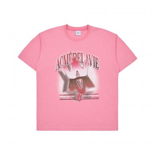 A EMBLEM RETRO POSTER SHORT SLEEVE T-SHIRT PINK