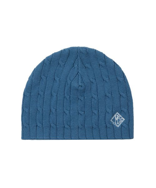 CABLE KNIT BEANIE BLUE