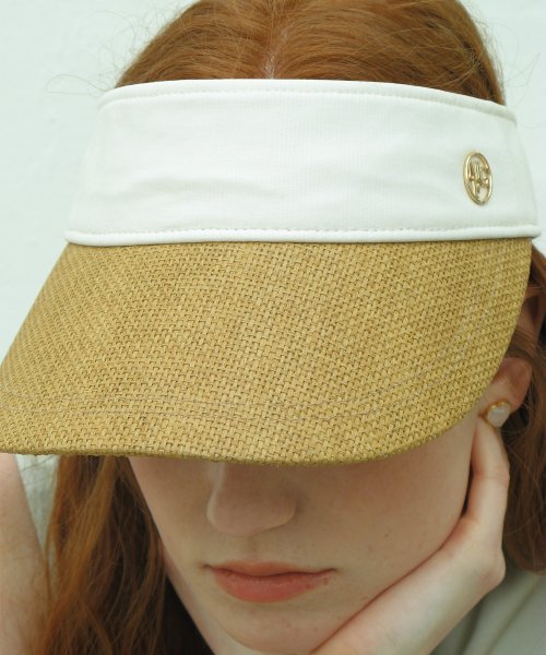 SYMBOL LOGO RAPHIA HAT BEIGE