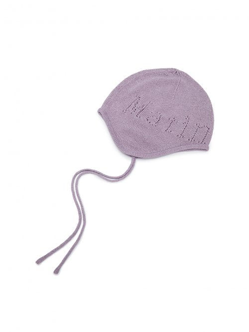 LOGO PUNCHING EARFLAP BEANIE IN PURPLE