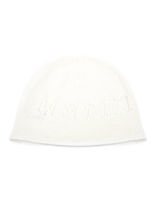 LOGO PUNCHING BEANIE IN WHITE