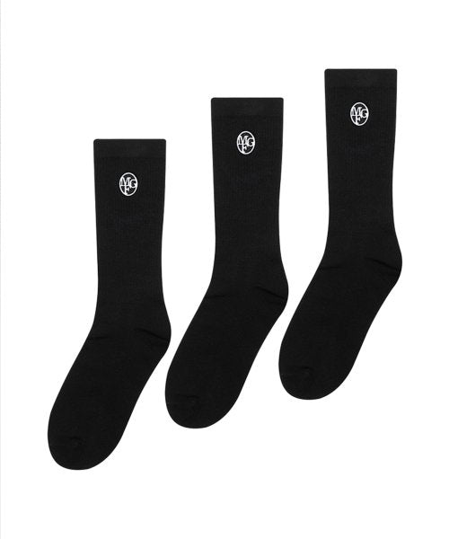 3PACK EMBROIDERY SOCKS BLACK