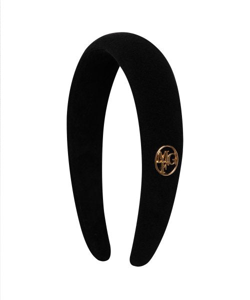 CIRCLE LOGO VELVET CORDUROY HAIR BAND BLACK