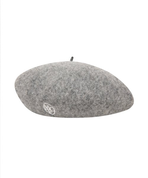 CIRCLE LOGO EMBROIDERY WOOL BERET LIGHT HEATHER GRAY