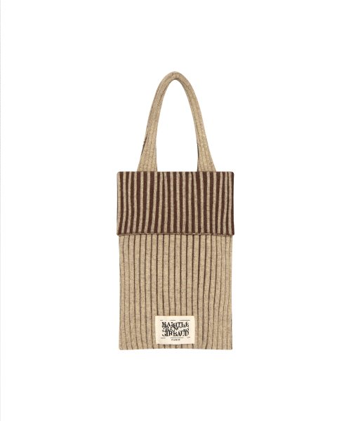 RIBBED KNIT TOTE BAG BROWN