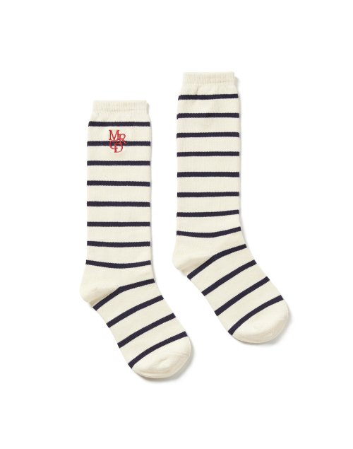 LONG SOCKS STRIPE MRCD LOGO_IVORY RED