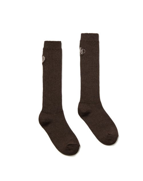 LONG SOCKS MRD LOGO_DARKBROWN KHAKI