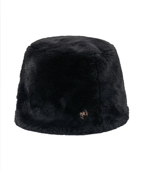 CIRCLE LOGO FUR BUCKET HAT BLACK