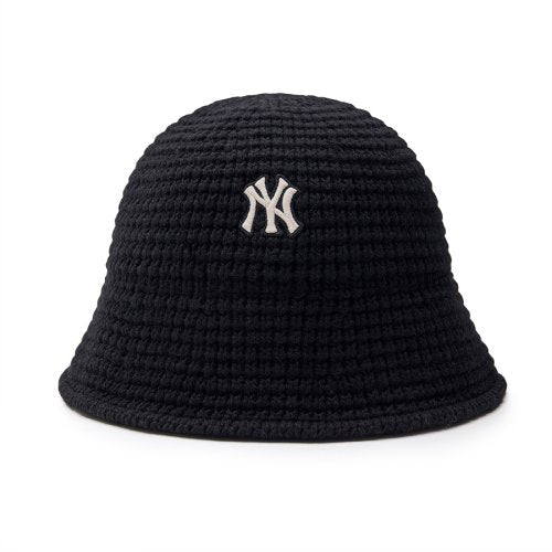 BASIC WOOL KNIT BUCKET HAT NY (BLACK)