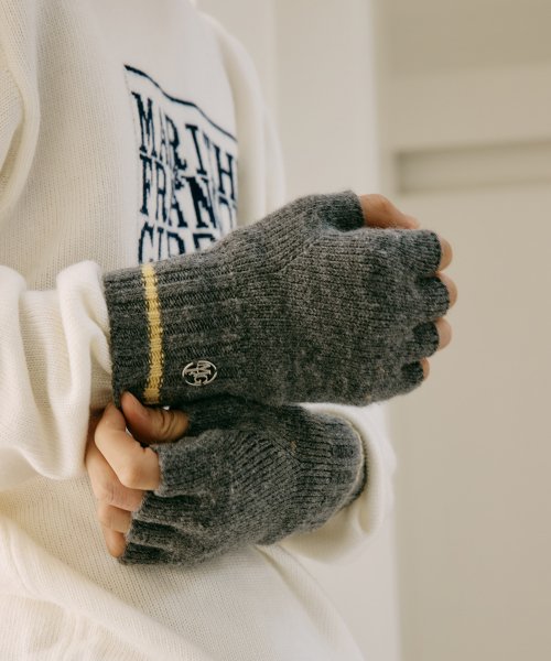 CIRCLE LOGO FINGERLESS GLOVE MELANGE GRAY