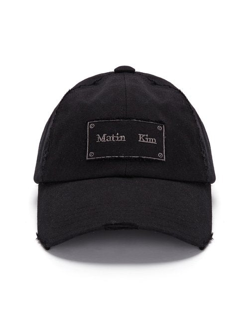 SQUARE LOGO CUTOUT BALL CAP IN BLACK